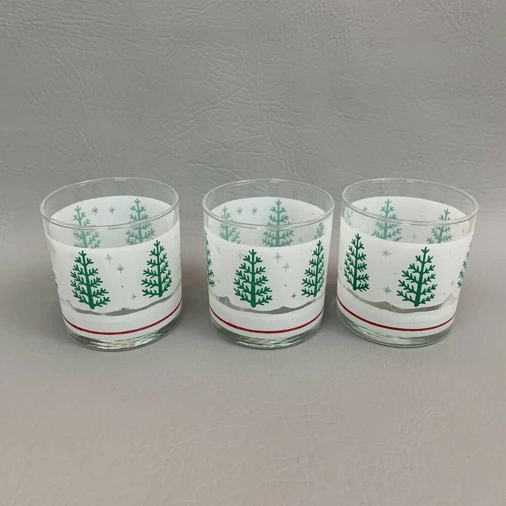 Clear Frost Glass Double Old Fashion Christmas Tree Lot of 3‎ Made in Brazil